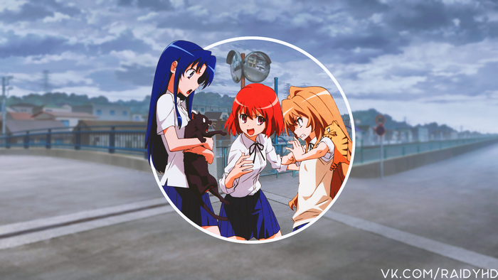 Taiga Aisaka, Minori Kushieda, and Ami Kawashima from Toradora!