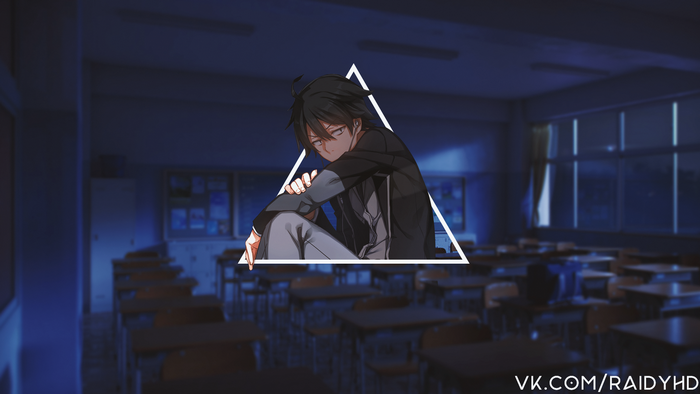 Hachiman Hikigaya in a classroom