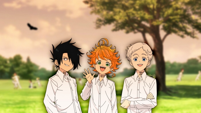 Ray, Emma, and Norman from The Promised Neverland