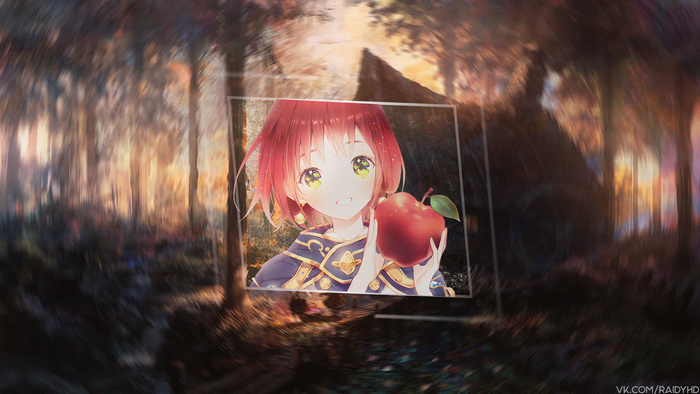 Shirayuki from Snow White With The Red Hair holding an apple