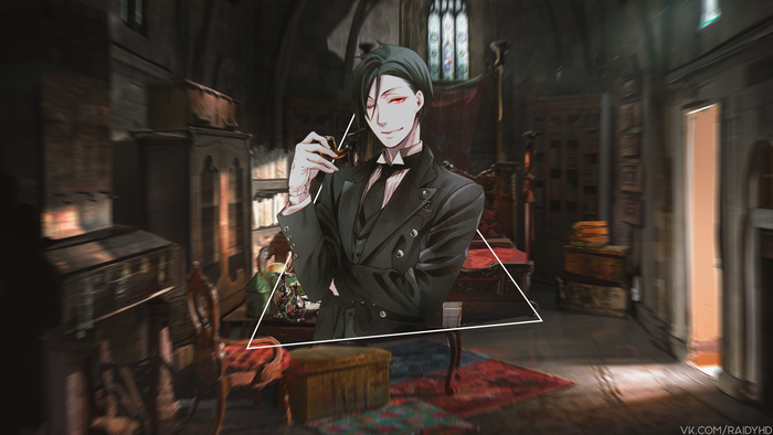 Sebastian Michaelis from Black Butler in a study