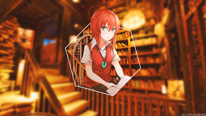 Chise Hatori in a library