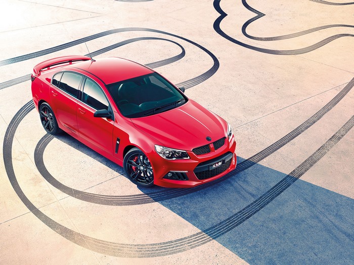 Red Holden HSV Clubsport R8 on a track