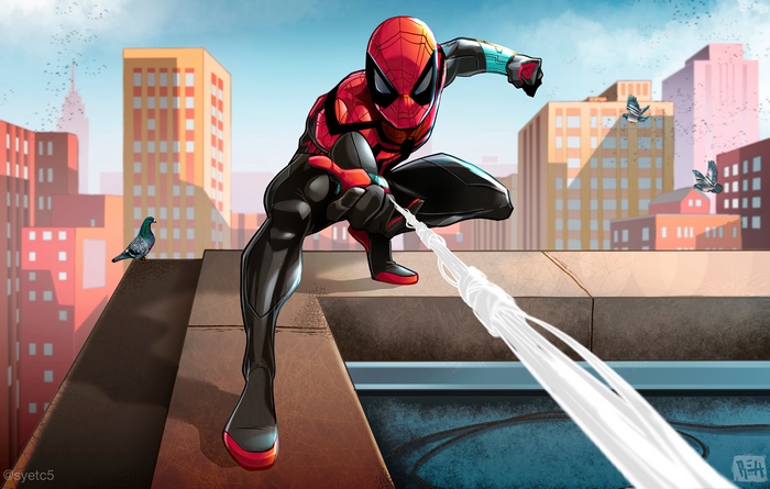 Spider-Man from Marvel Comics on a rooftop
