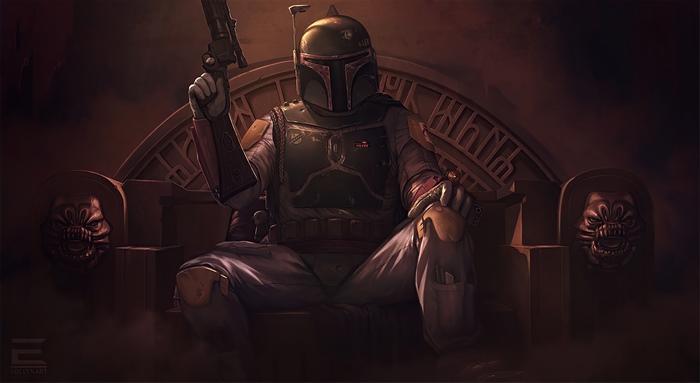 Boba Fett Sitting on Throne Star Wars
