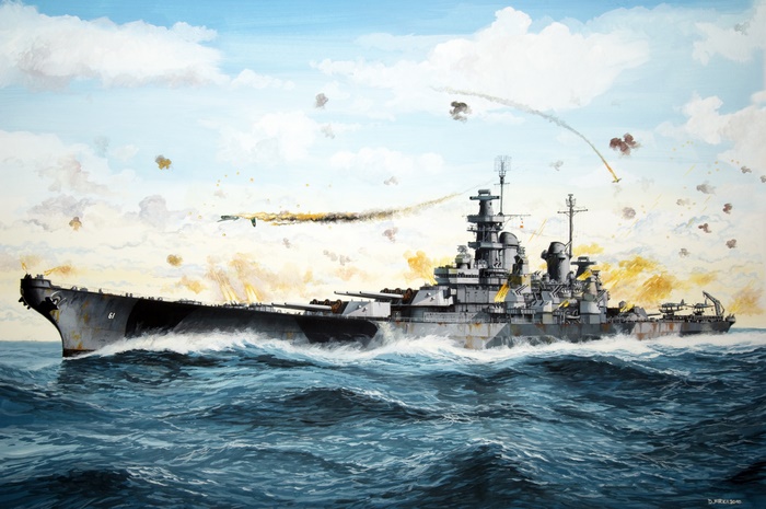 USS Iowa (BB-61) Battleship in Combat
