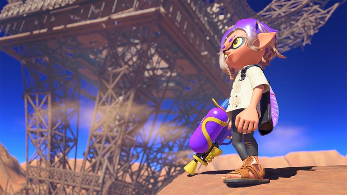 Splatoon 3 character with a Splattershot