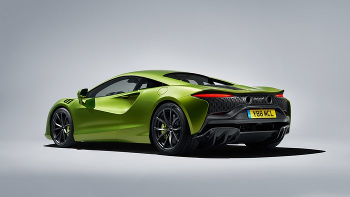 Green McLaren Artura Supercar Rear View