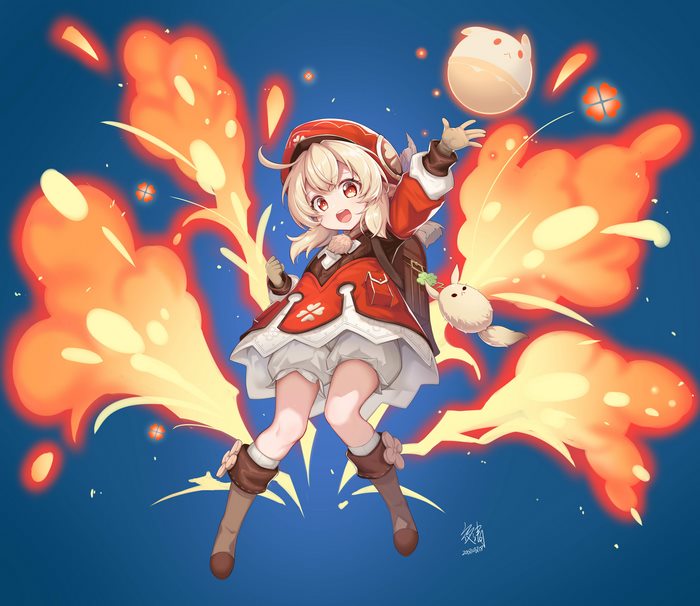 Klee from Genshin Impact with explosions