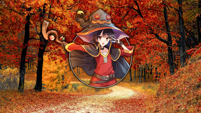 Megumin from KonoSuba in autumn forest