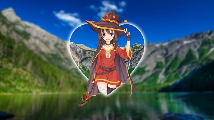 Megumin from KonoSuba in a heart frame