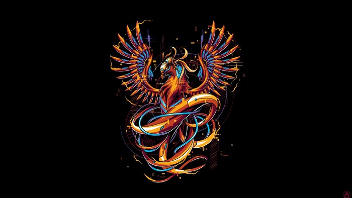Fantasy Phoenix with Digital Accents