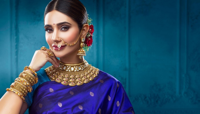 Indian Model Wearing Traditional Jewelry