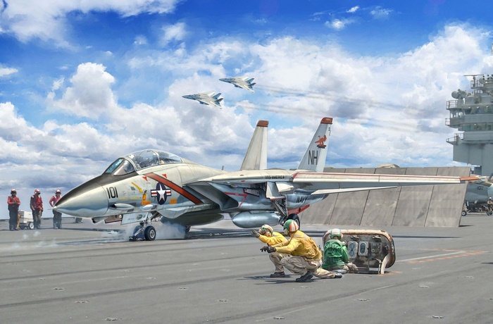 Grumman F-14 Tomcat on Aircraft Carrier Deck