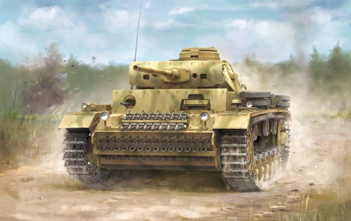 Panzer III tank in a dusty environment