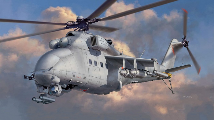 Mil Mi-24 Attack Helicopter in Flight