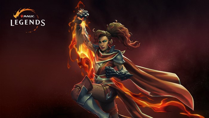 Magic: Legends game art with a female warrior