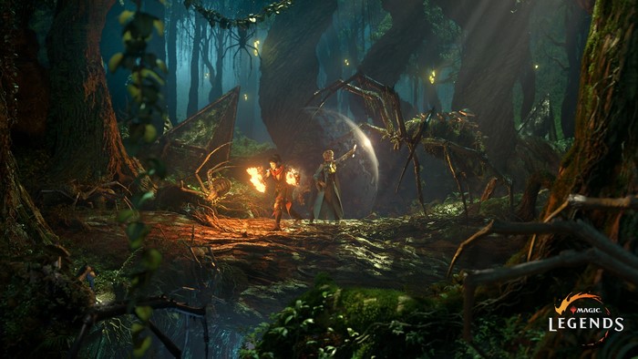 Magic: Legends forest scene with spiders