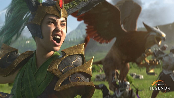 Magic: Legends character with a griffin