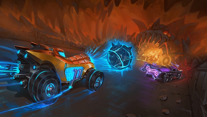 Heavy Metal Machines racing through a cave