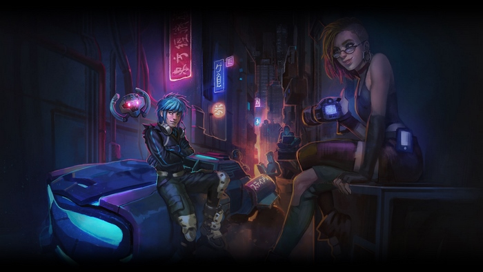 Heavy Metal Machines characters in a neon city