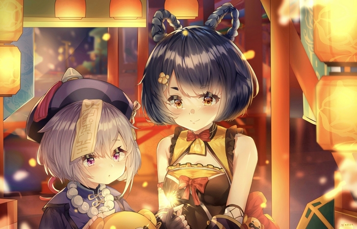Qiqi and Xiangling from Genshin Impact