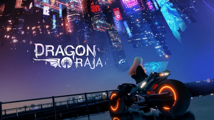 Dragon Raja game art with girl on motorcycle