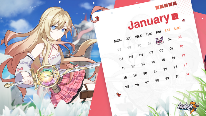 Character from Honkai Impact 3rd on January Calendar