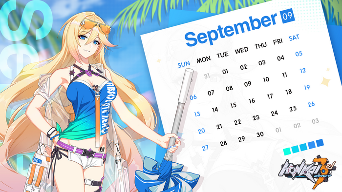 Kiana Kaslana from Honkai Impact 3rd September Calendar