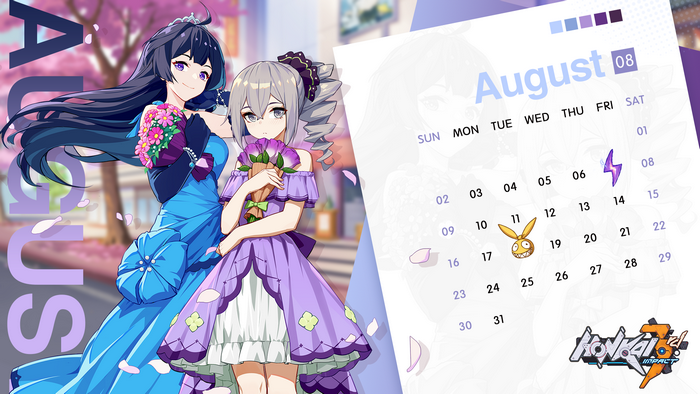 August Calendar with Honkai Impact 3rd Characters