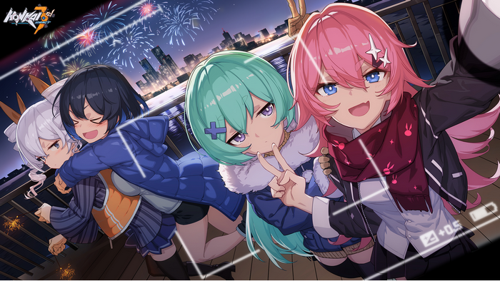 Honkai Impact 3rd characters celebrating New Year's Eve
