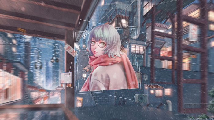 Eto Yoshimura from Tokyo Ghoul in a snowy city