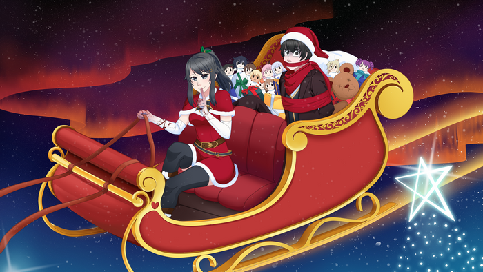Ayano Aishi and Taro Yamada in a Christmas Sleigh