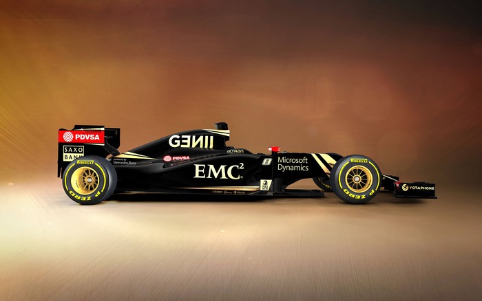 Lotus E23 Formula 1 car with sponsors