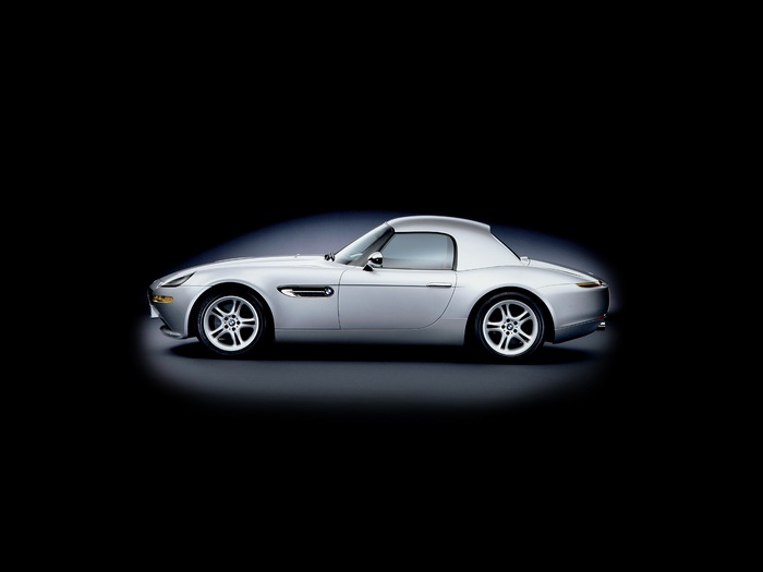 Silver BMW Z8 Coupe on a dark background