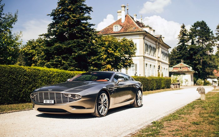 Aston Martin Virage Shooting Brake in front of a mansion