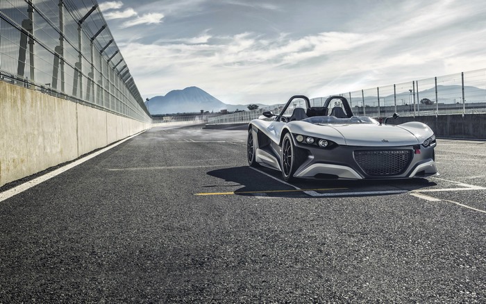 Vuhl 05 convertible sports car on a race track