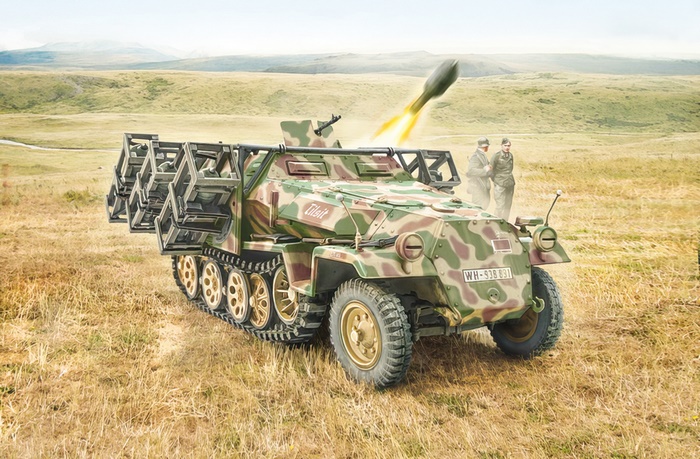 Sd.Kfz. 251 rocket launcher firing