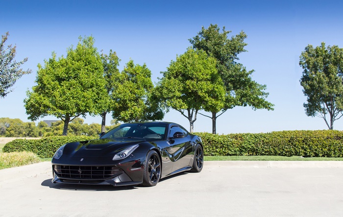 Black Ferrari F12berlinetta parked outdoors