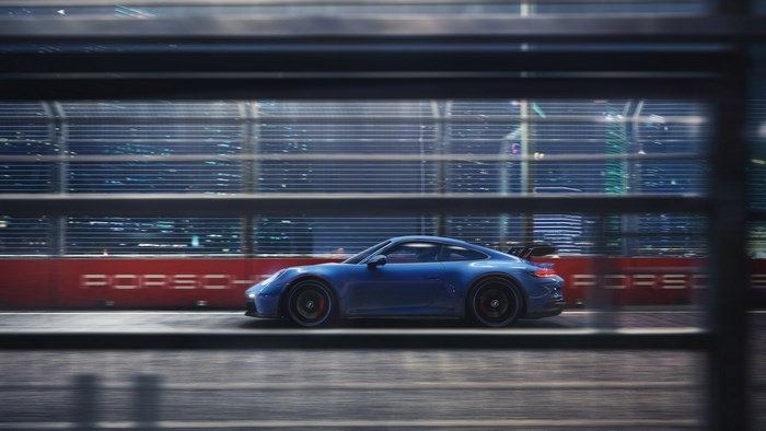 Blue Porsche 911 GT3 4K on a Racetrack