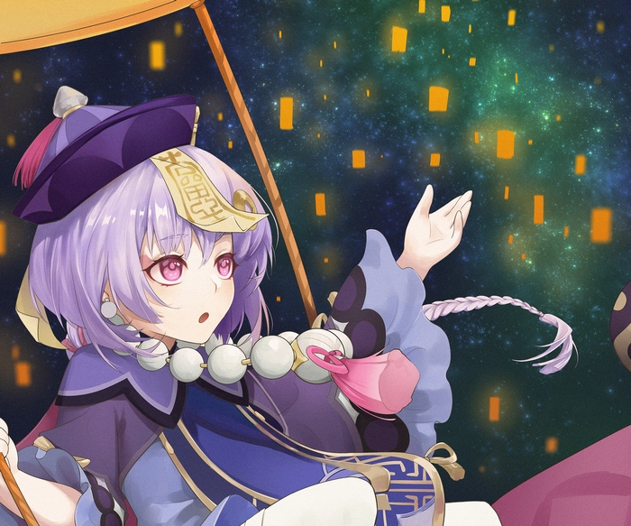 Qiqi from Genshin Impact with Lanterns