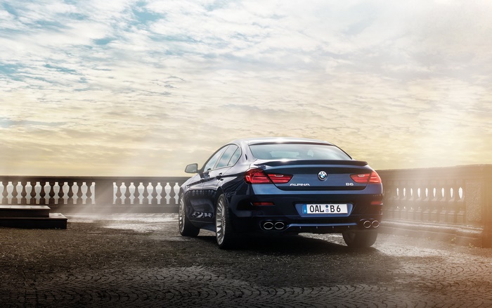 Alpina B6 xDrive Gran Coupe (2014) parked by a railing
