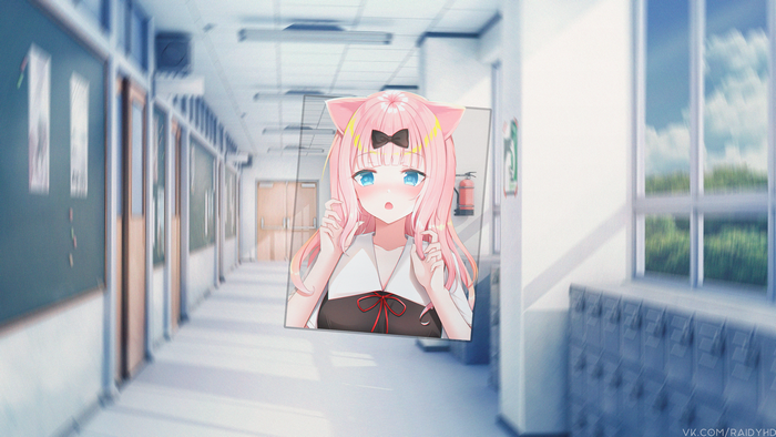 Chika Fujiwara in a school hallway