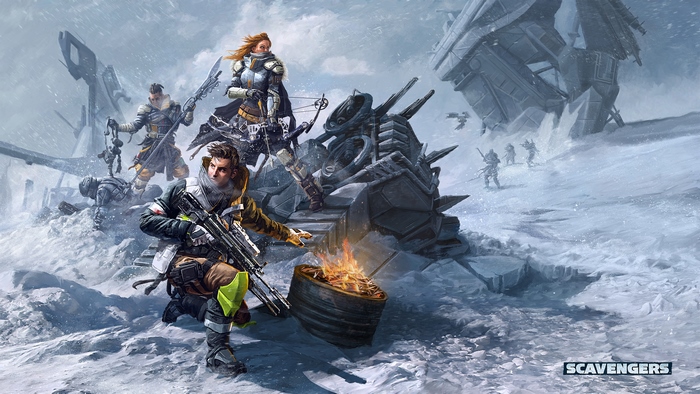 Scavengers characters in a snowy landscape