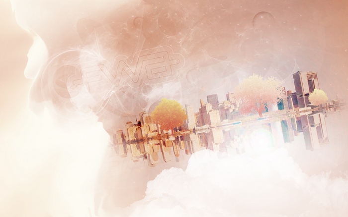 Surreal Cityscape with Abstract Elements