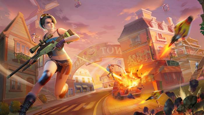 Girl with sniper rifle in Creative Destruction town