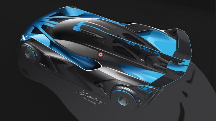 Bugatti Bolide concept car design sketch