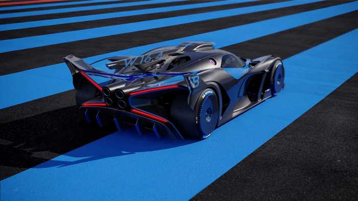 Bugatti Bolide on a striped track