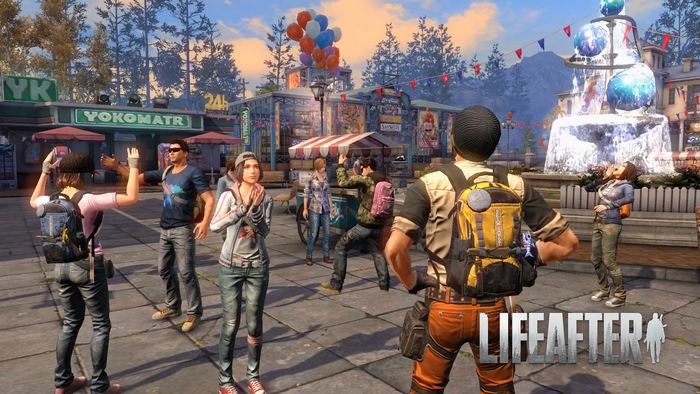 LifeAfter characters in a town square