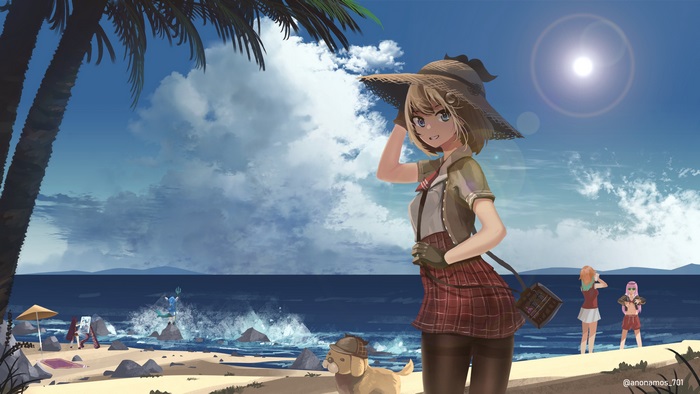 Watson Amelia from Hololive on a Beach